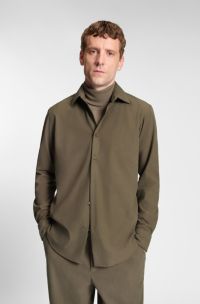 Regular-fit shirt in baby corduroy, Light Brown