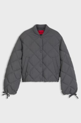 Water-repellent jacket with diamond quilting, Dark Grey