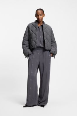 Cazadora repelente al agua con guateado romboidal, Gris oscuro