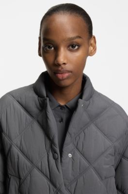 Veste d&eacute;perlante avec matelassage &agrave; motif losange, Gris sombre