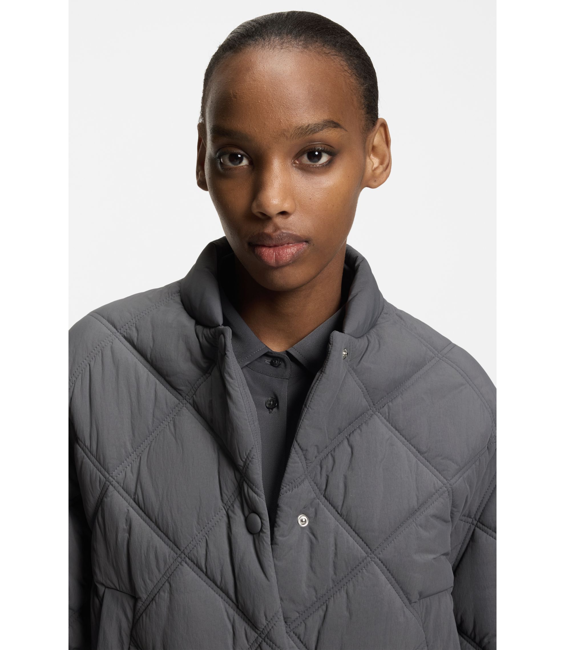 HUGO BOSS グレー レギュラーフィット ジャケット　XXXL BOSS - Regular-fit jacket in checked virgin-wool crepe - Grey