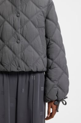 Wasserabweisende Jacke mit rautenf&ouml;rmigen Absteppungen, Dunkelgrau