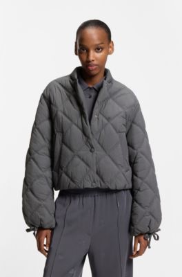 Wasserabweisende Jacke mit rautenf&ouml;rmigen Absteppungen, Dunkelgrau