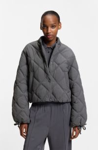 Cazadora repelente al agua con guateado romboidal, Gris oscuro