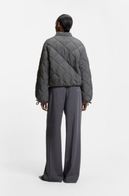 Water-repellent jacket with diamond quilting, Dark Grey