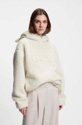BOSS x Steiff all-gender logo hoodie in teddy fabric, Natural