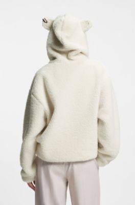 BOSS x Steiff all-gender logo hoodie in teddy fabric, Natural