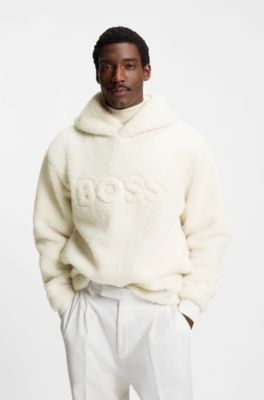 BOSS x Steiff all-gender logo hoodie in teddy fabric, Natural