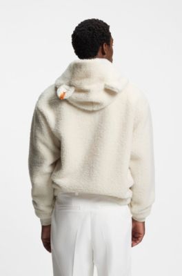 BOSS x Steiff all-gender logo hoodie in teddy fabric, Natural