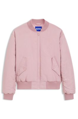 Water-repellent bomber jacket with logo artwork, light pink