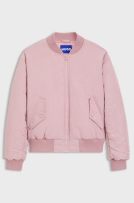 Water-repellent bomber jacket with logo artwork, light pink