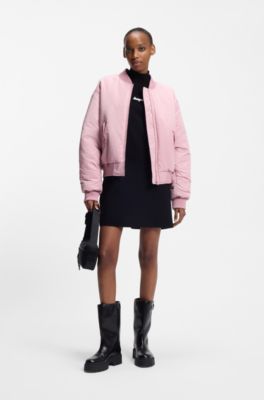 Water-repellent bomber jacket with logo artwork, light pink