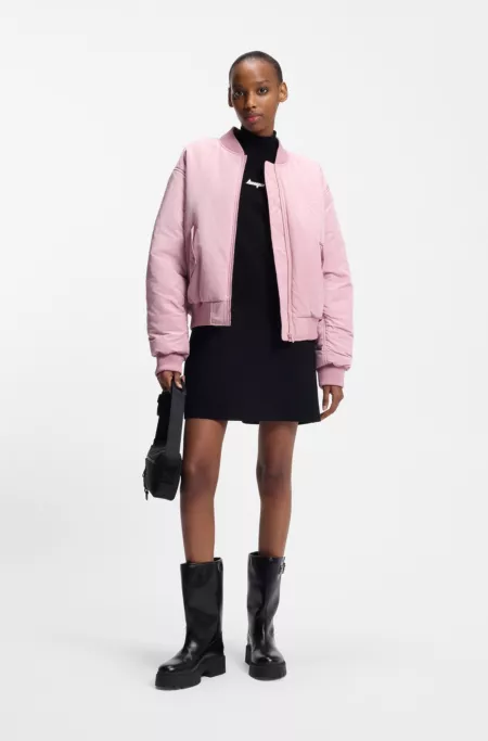 Water-repellent bomber jacket with logo artwork