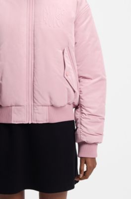 Bomber idrorepellente con grafica con logo, Rosa chiaro