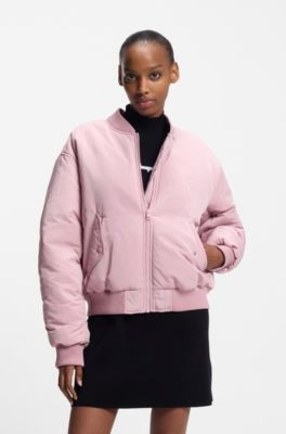 Bomber idrorepellente con grafica con logo, Rosa chiaro