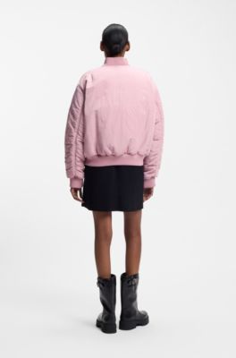 Water-repellent bomber jacket with logo artwork, light pink