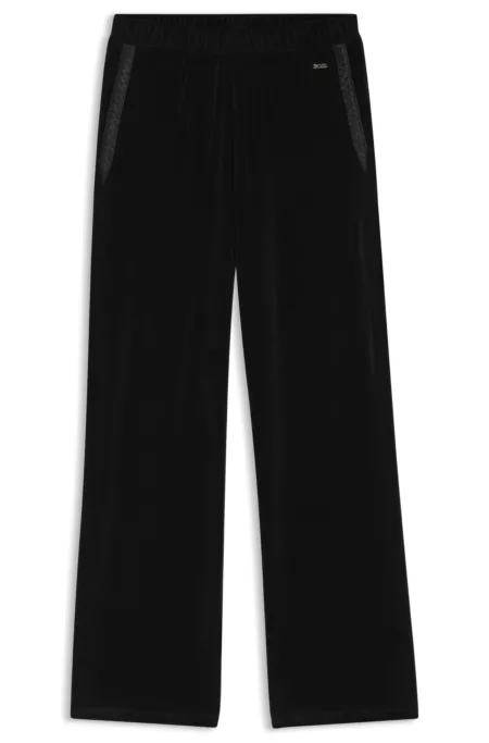 Cotton-blend velour tracksuit bottoms with monogram cords