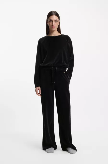 Cotton-blend velour tracksuit bottoms with monogram cords