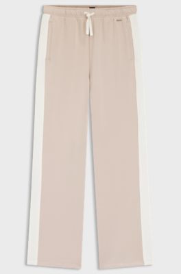 Pantalones de ch&aacute;ndal con detalles en contraste, Beige claro