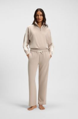 Contrast-trim tracksuit bottoms, Light Beige