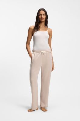 Pantaloni della tuta in misto cotone con dettagli a contrasto, Beige chiaro