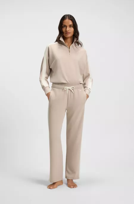 Contrast-trim tracksuit bottoms with double waistband