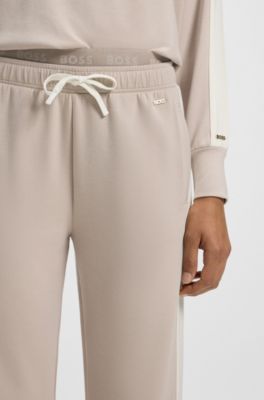 Contrast-trim tracksuit bottoms, Light Beige
