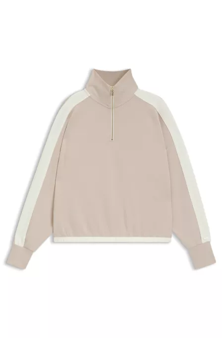 Zip-neck sweatshirt with contrast details