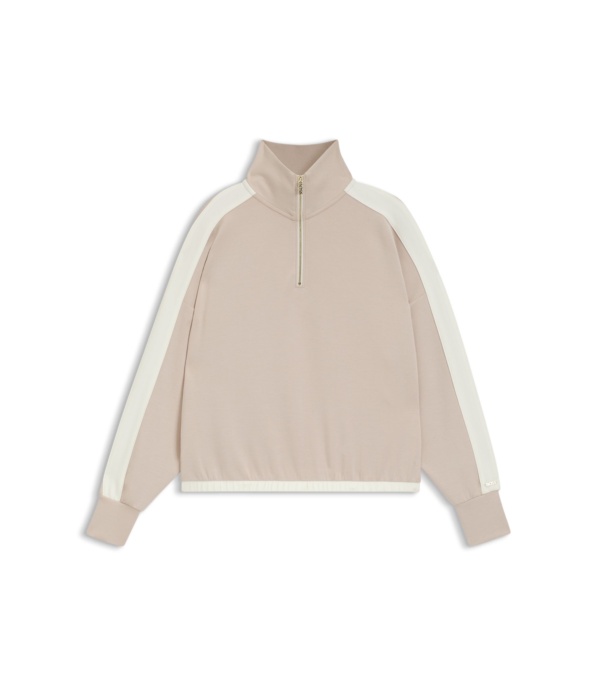 HUGO WÄR ベージュ ジレ BOSS - Zip-neck sweatshirt with contrast details - Light Beige