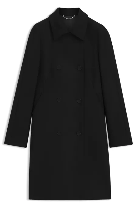 Double-breasted slim-fit coat in wool-blend twill