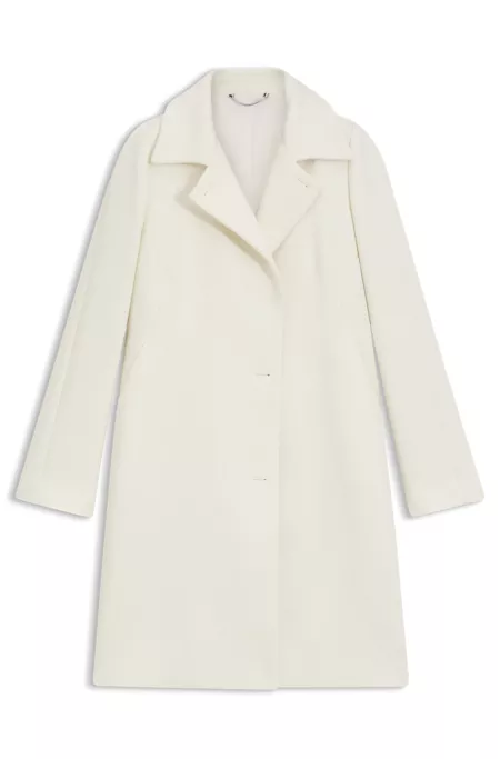 Double-breasted slim-fit coat in wool-blend twill