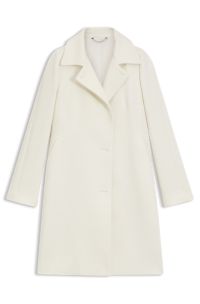 Double-breasted slim-fit coat in wool-blend twill, White
