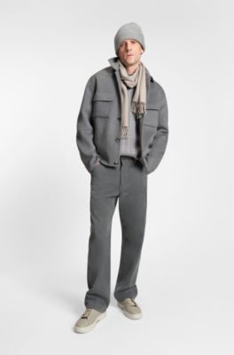 Relaxed-fit jacket in a melange wool blend, Light Grey
