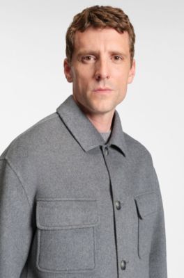 Relaxed-fit jacket in a melange wool blend, Light Grey