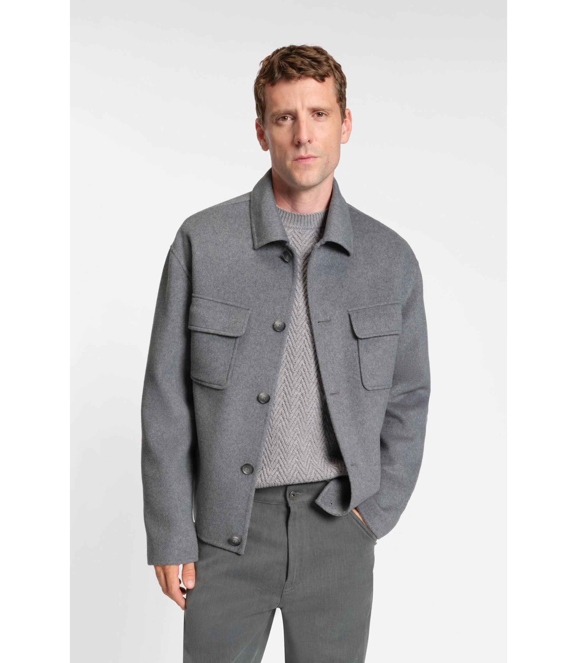 BOSS ダークグレー ニットフロントボタンジャケット 56サイズ hbeu50550737_072_350?wid=1980&