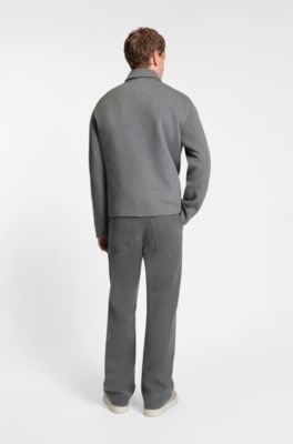 Relaxed-fit jacket in a melange wool blend, Light Grey