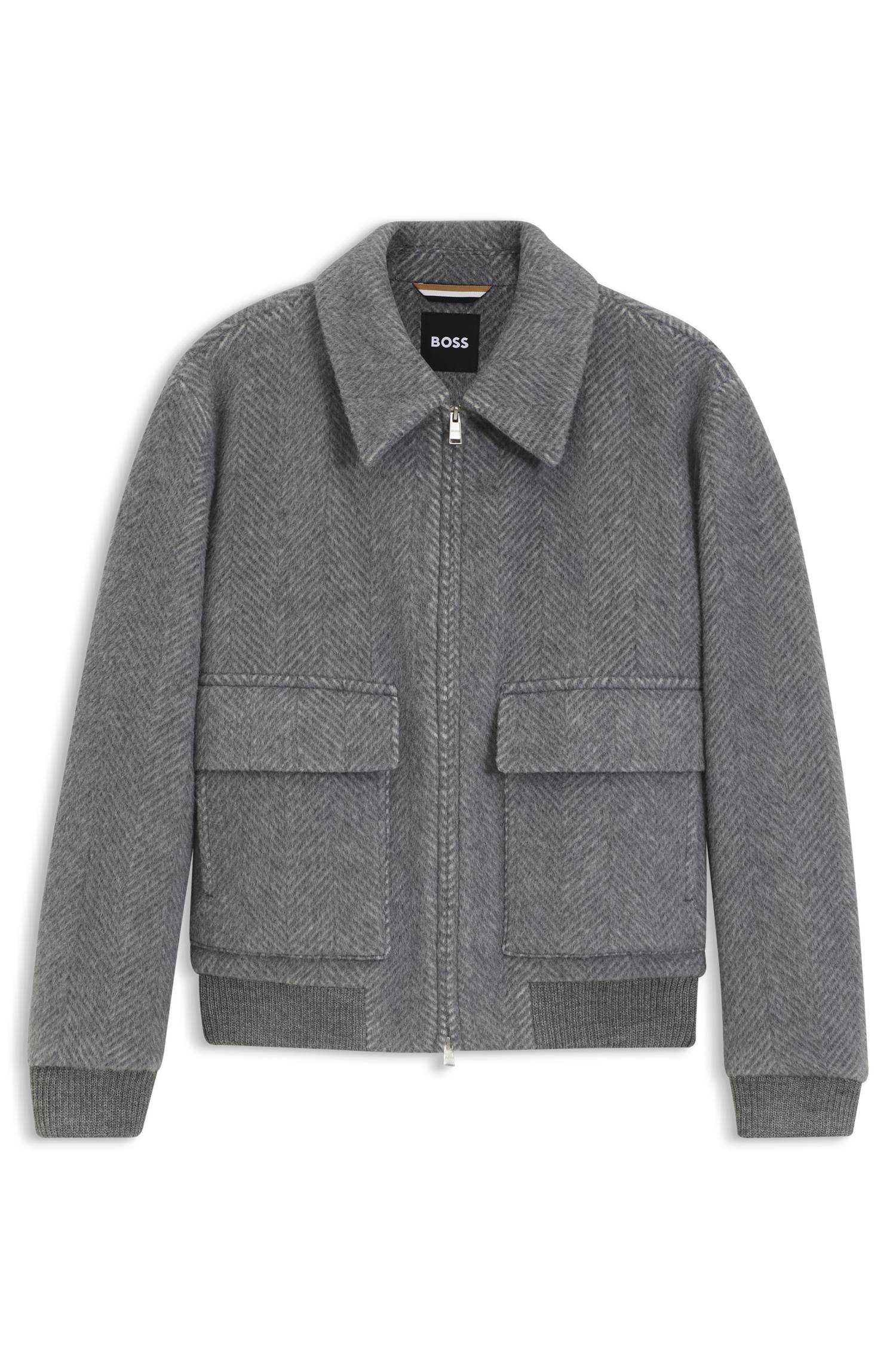 Boss Relaxed-fit jacket in a herringbone-patterned alpaca blend jackor – bild 4