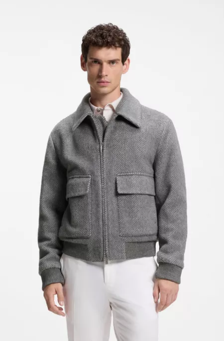 Veste Relaxed en alpaga mélangé à motif chevrons