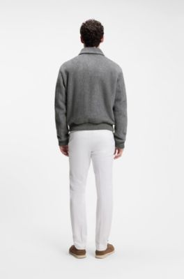 Relaxed-fit jacket in a herringbone-patterned alpaca blend, Grey Patterned