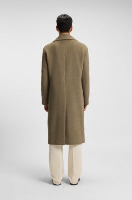 Double-breasted coat in a herringbone alpaca blend, Brown