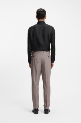 Slim-fit shirt in Italian-made silk twill, Black