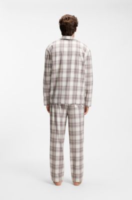 Pyjama-Set aus kariertem Baumwoll-Mix in Geschenkbox, Natur