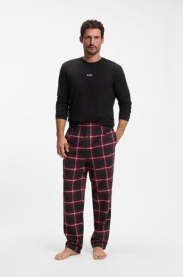 Gift-boxed pyjama set in a checked cotton blend, Red Patterned