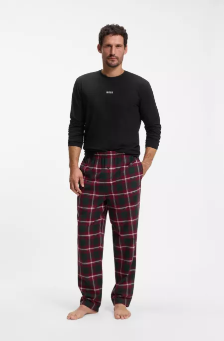 Gift-boxed pyjama set in a checked cotton blend