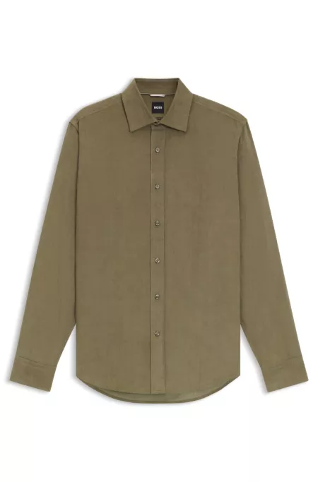 Regular-fit shirt in cotton corduroy
