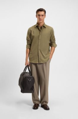 Regular-fit shirt in cotton corduroy, Light Brown
