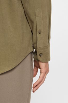 Regular-fit shirt in cotton corduroy, Light Brown