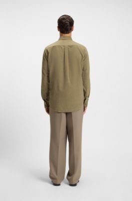 Regular-fit shirt in cotton corduroy, Light Brown