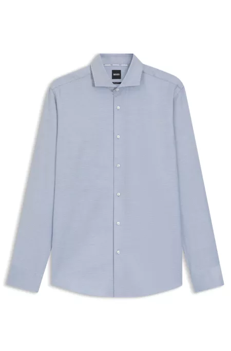 Regular-fit shirt in printed cotton twill
