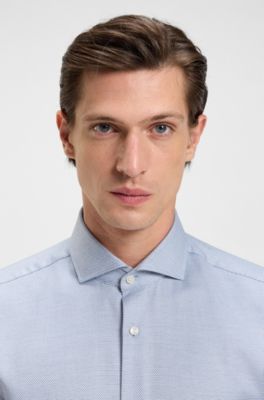 Regular-fit shirt in printed cotton twill, Light Blue